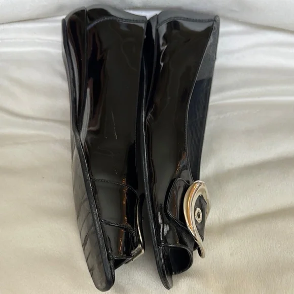 Stuart Weitzman Black Peep Toe Flats - Size 11 - Picture 6 of 11